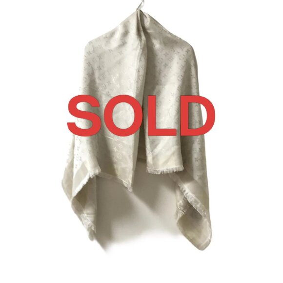LOUIS VUITTON Shawl Monogram Shine Blanc - Scarf 521-032225 - Picture 1 of 6